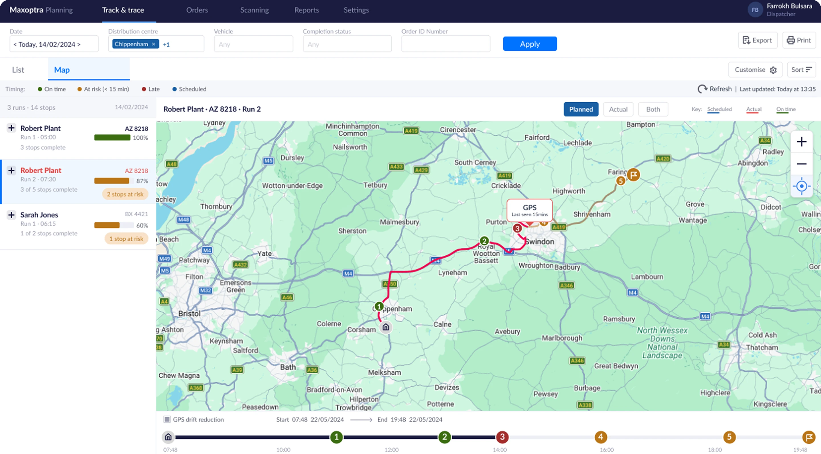 Stale data warning state, GPS signal lost